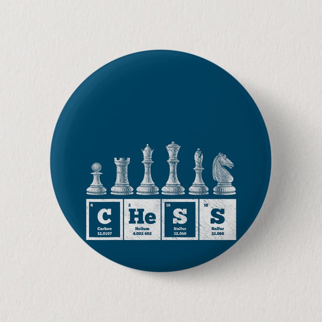 funny chess player geek periodic system chemistry button (Front)