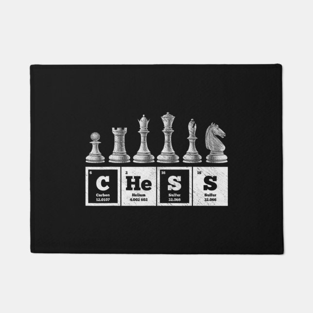 funny chess player geek periodic system chemistry doormat (Front)