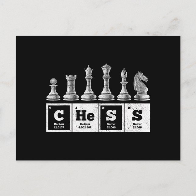 funny chess player geek periodic system chemistry invitation postcard (Front)