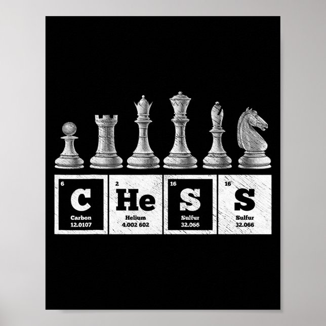 funny chess player geek periodic system chemistry poster (Front)