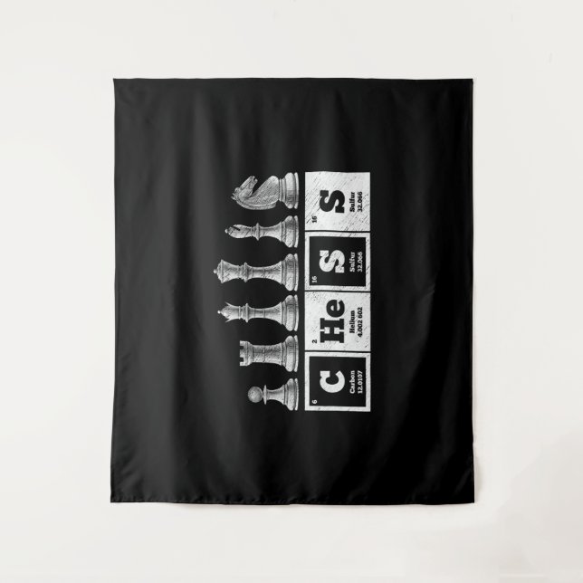 funny chess player geek periodic system chemistry tapestry (Front)
