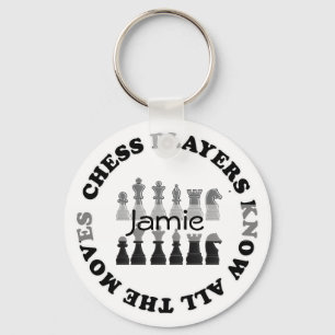 Funny Chess Players Know All the Moves Key Fob