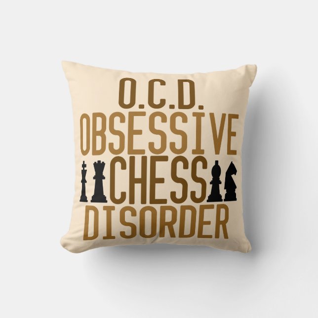 Funny Chess Tan Throw Pillow (Front)