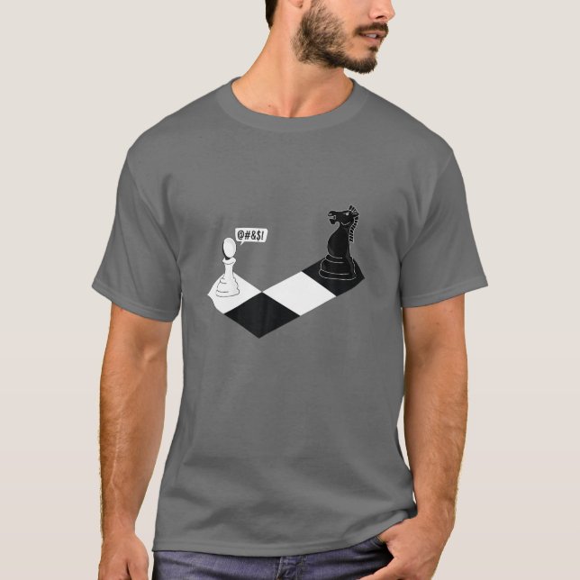 Funny Chess Tee Knight Screaming On Pawn - For Che (Front)