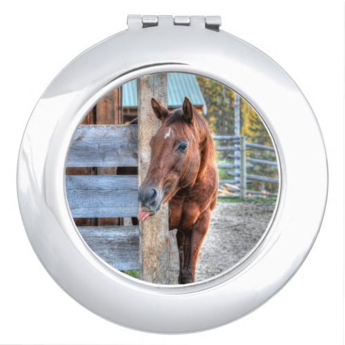 Funny Chestnut Horse Mare Photo Gift Mirror For Makeup