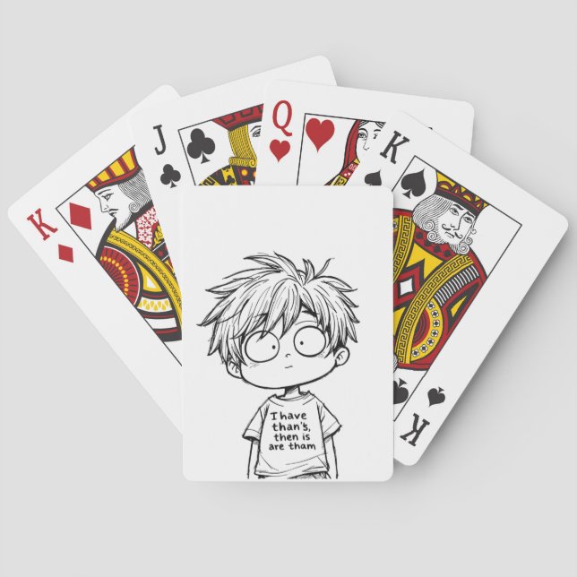 Funny Chibi Anime Boy Classic Playing Cards (Back)