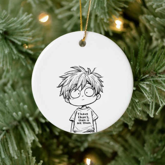 Funny Chibi Anime Boy Ornament (Tree)