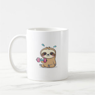 Funny Chibi Sloth Workout Cute Kawaii Gym Cartoon Coffee Mug