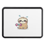 Funny Chibi Sloth Workout  Cute Kawaii Gym Cartoon Hitch Cover