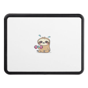 Funny Chibi Sloth Workout Cute Kawaii Gym Cartoon Hitch Cover