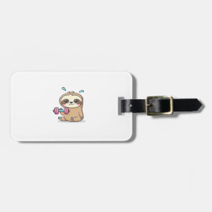 Funny Chibi Sloth Workout Cute Kawaii Gym Cartoon Luggage Tag