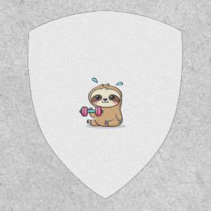 Funny Chibi Sloth Workout Cute Kawaii Gym Cartoon Patch