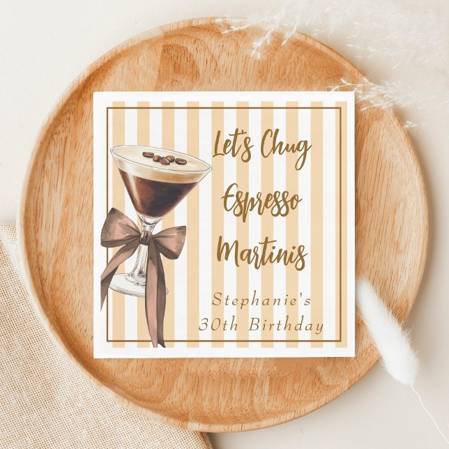 Funny Chic Let's Chug Espresso Martinis Birthday Napkins (Creator Uploaded)