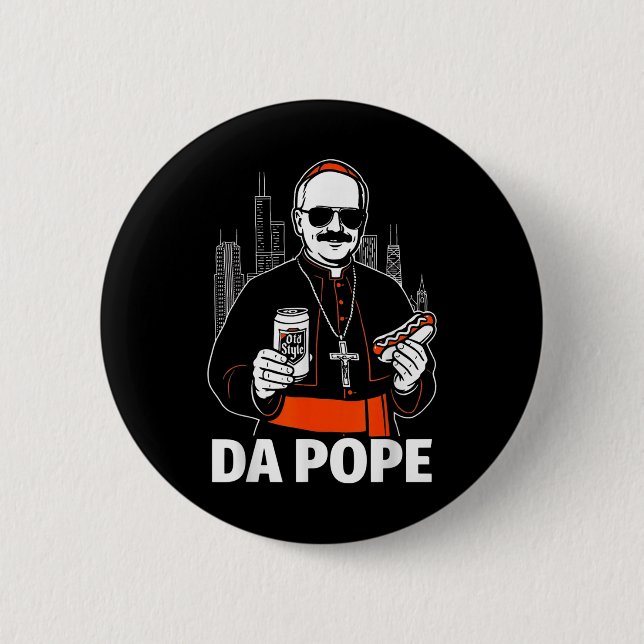 Funny Chicago Pope Leo Xiv Graphic  Button (Front)