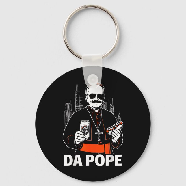 Funny Chicago Pope Leo Xiv Graphic  Keychain (Front)