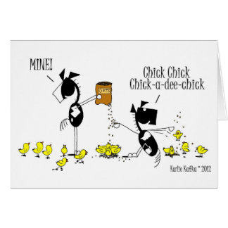Funny Chick & Horse Cartoon Card