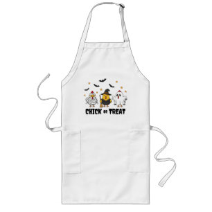 Funny "Chick or Treat " Chicken Halloween  Long Apron