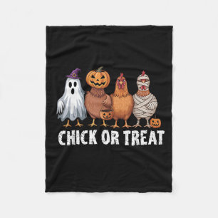 Funny Chick Or Treat Chickens Ghost Witchy Hallowe Fleece Blanket