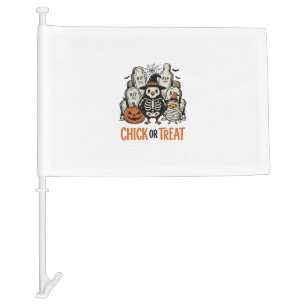 Funny Chick Or Treat Halloween Chicken Graphic_1 Car Flag