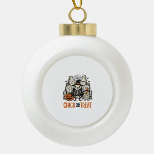 Funny Chick Or Treat Halloween Chicken Graphic_1 Ceramic Ball Christmas Ornament