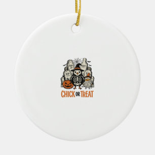 Funny Chick Or Treat Halloween Chicken Graphic_1 Ceramic Ornament