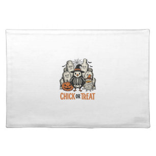 Funny Chick Or Treat Halloween Chicken Graphic_1 Cloth Placemat
