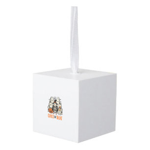 Funny Chick Or Treat Halloween Chicken Graphic_1 Cube Ornament
