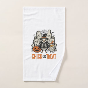 Funny Chick Or Treat Halloween Chicken Graphic_1 Hand Towel
