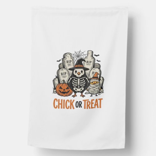 Funny Chick Or Treat Halloween Chicken Graphic_1 House Flag