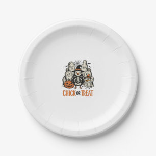 Funny Chick Or Treat Halloween Chicken Graphic_1 Paper Plates