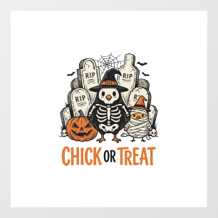 Funny Chick Or Treat Halloween Chicken Graphic_1 Window Cling