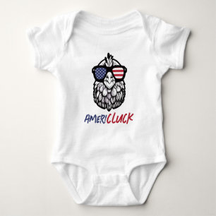 Funny Chicken Ameri-CLUCK Patriotic  Baby Bodysuit