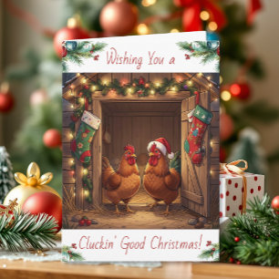 Funny Chicken and Christmas Puns and Humor Card