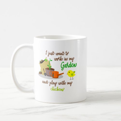 funny chicken and gardening quote saying coffee mug