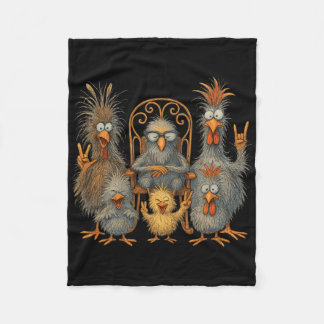 Funny Chicken Art Colorful Eagerlys Crazy Chicken  Fleece Blanket