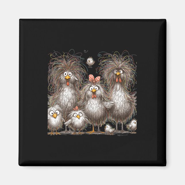 Funny Chicken Art Eagerlys Colorful  Magnet (Front)