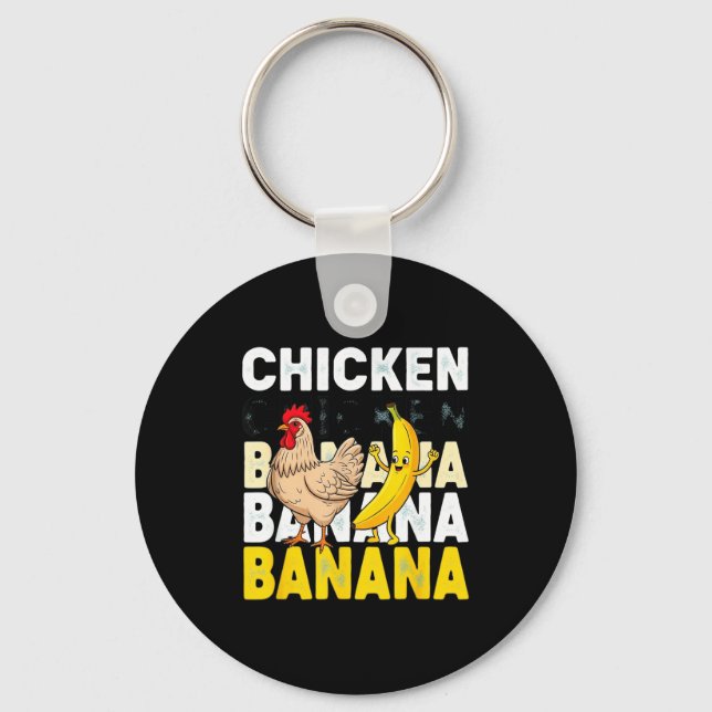Funny Chicken Banana Dance Meme For Kids &amp; Adu Keychain (Front)