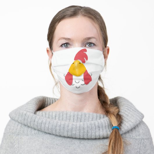 Funny chicken beak cartoon illustration adult cloth face mask (Worn)