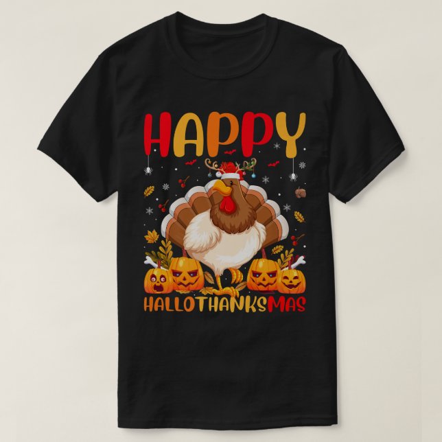 Funny Chicken Bird Lover Happy Chicken HelloThanks T-Shirt (Design Front)