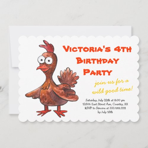 Funny Chicken Birthday Party Invitation