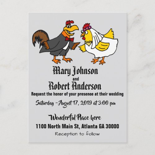 Funny Chicken Bride and Groom Wedding Invitation