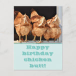 Funny Chicken Butt Birthday Postcard