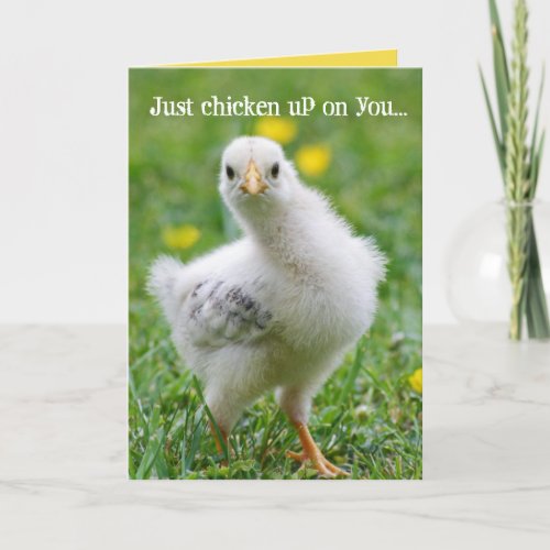 Funny Chicken Checkin Up On You Card