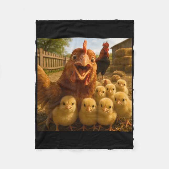 Funny Chicken Chicks For Easter Chickens Halloween Fleece Blanket (Front)