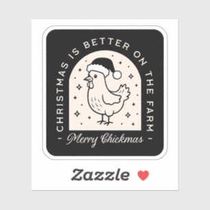 Funny chicken Christmas farm puns whimsical black Sticker