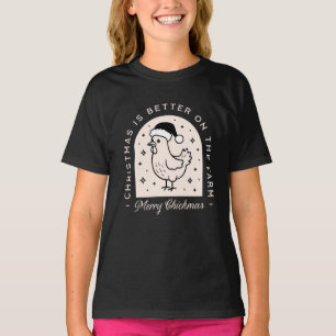 Funny chicken Christmas farm puns whimsical black T-Shirt