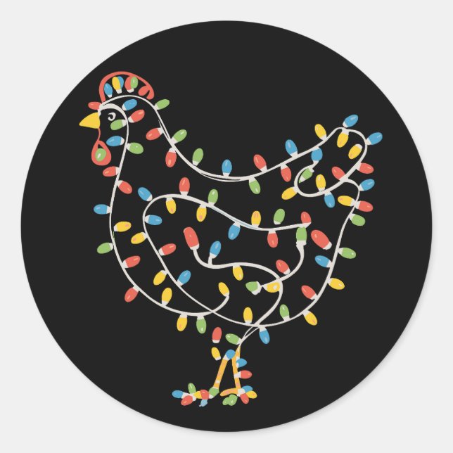 Funny Chicken Christmas Holiday Farmer Farm Classic Round Sticker (Front)