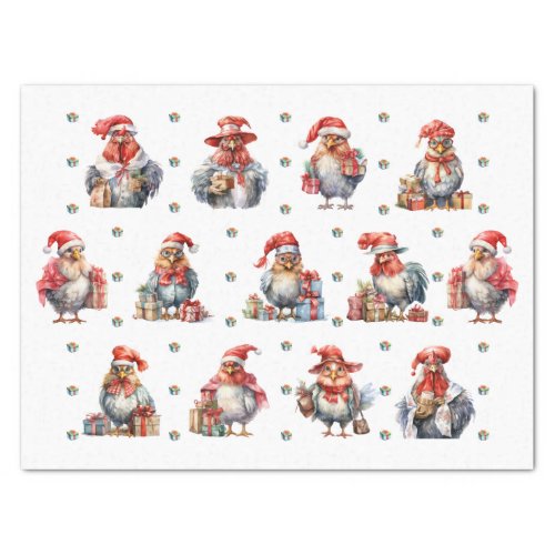 Funny Chicken Christmas Holiday Shoppers White Tissue Paper
