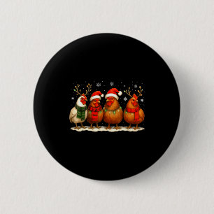 Funny Chicken Christmas Lights Farm Animal Cute Xm Button