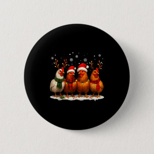 Funny Chicken Christmas Lights Farm Animal Cute Xm Button